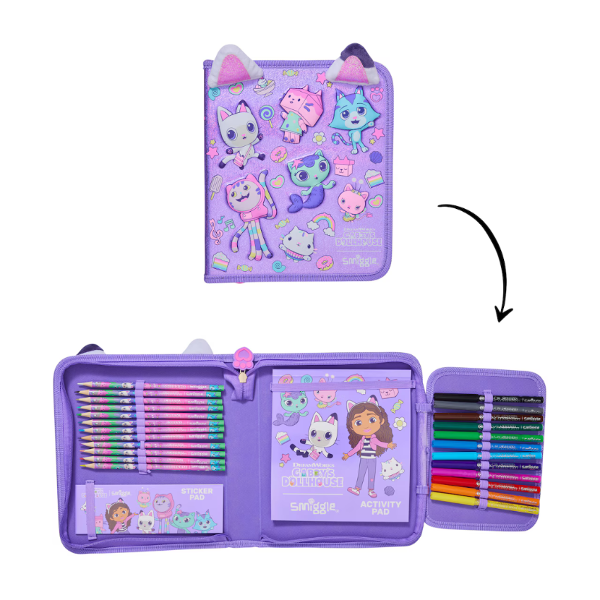 Smiggle  Gabby's Dollhouse  拉鏈筆袋 | 紫色 | 筆袋  | 文具套裝 禮品| 女孩最愛 | 生日禮物