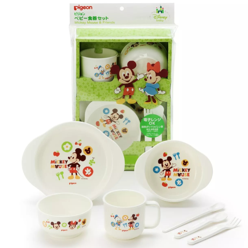 Pigeon Baby  Disney Mickey & Friends Tableware Set |7Pcs | 可愛 卡通餐盤 | 安全 | 兒童餐具 