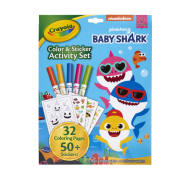 Crayola  Baby Shark 顏色和貼紙活動套裝 | 32張小鯊魚填色頁 | 顏色筆套裝