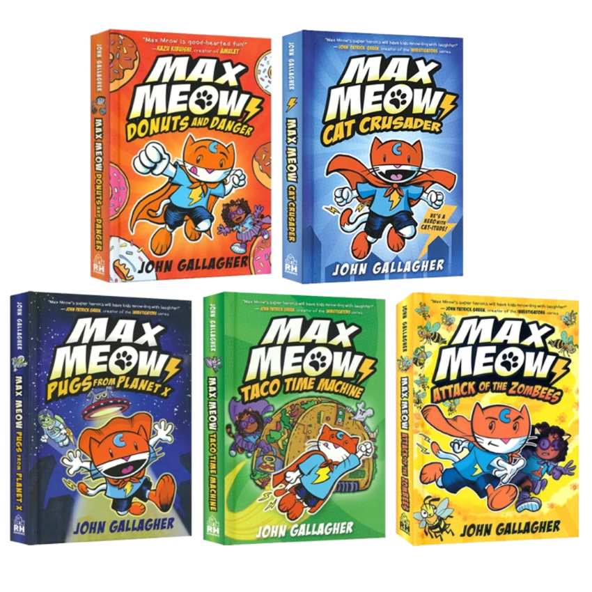 【硬皮精裝】Max Meow 5本 馬克思貓 爆笑英文全彩漫畫小説 | 小學課外閱讀 |全彩版英文兒童故事書 | 奇幻冒險圖書 | 兒童禮物推介| 培養閱讀習慣