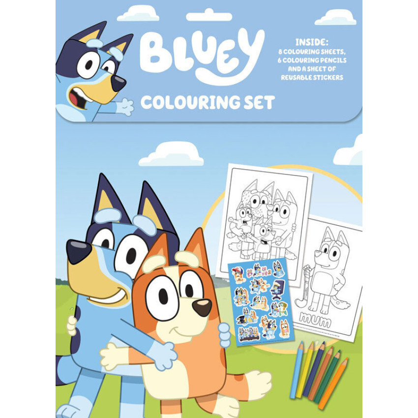 【填顏色+貼紙書】Bluey Colouring Set｜英語學習教材｜陪伴套裝｜填色畫本｜平行進口｜