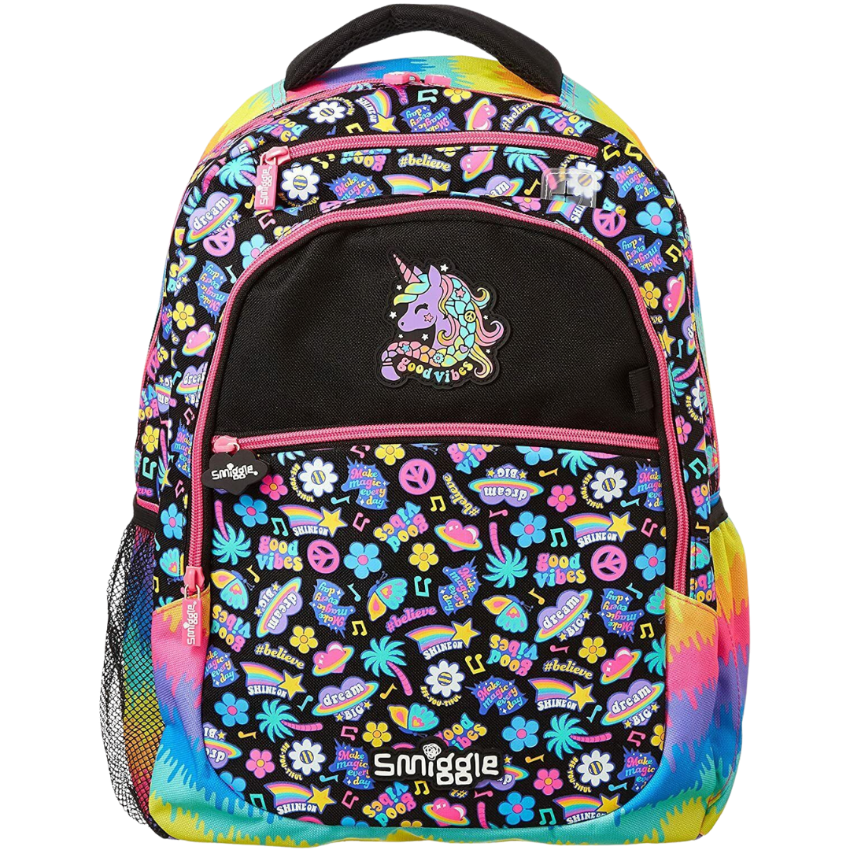  Smiggle【0.6kg 超輕護脊】經典款 | Unicorn 獨角獸 彩虹色 |17.8L 護脊書包 42 cm大容量背囊| 兒童旅行袋｜中小學背包 