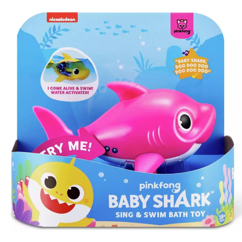 【 Baby Shark】Robo Alive Junior | 粉紅色 | 洗澡玩具 | 音樂 | 玩水玩具