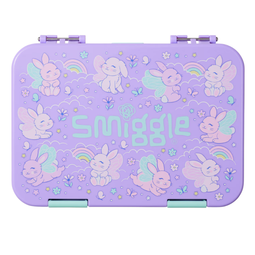 Smiggle  Blast Off Medium Happy Bento Lunchbox - Bunny  毛毛兔 | 紫色 | 午餐盒 | 多格 | 可貼名字 | 生日禮物