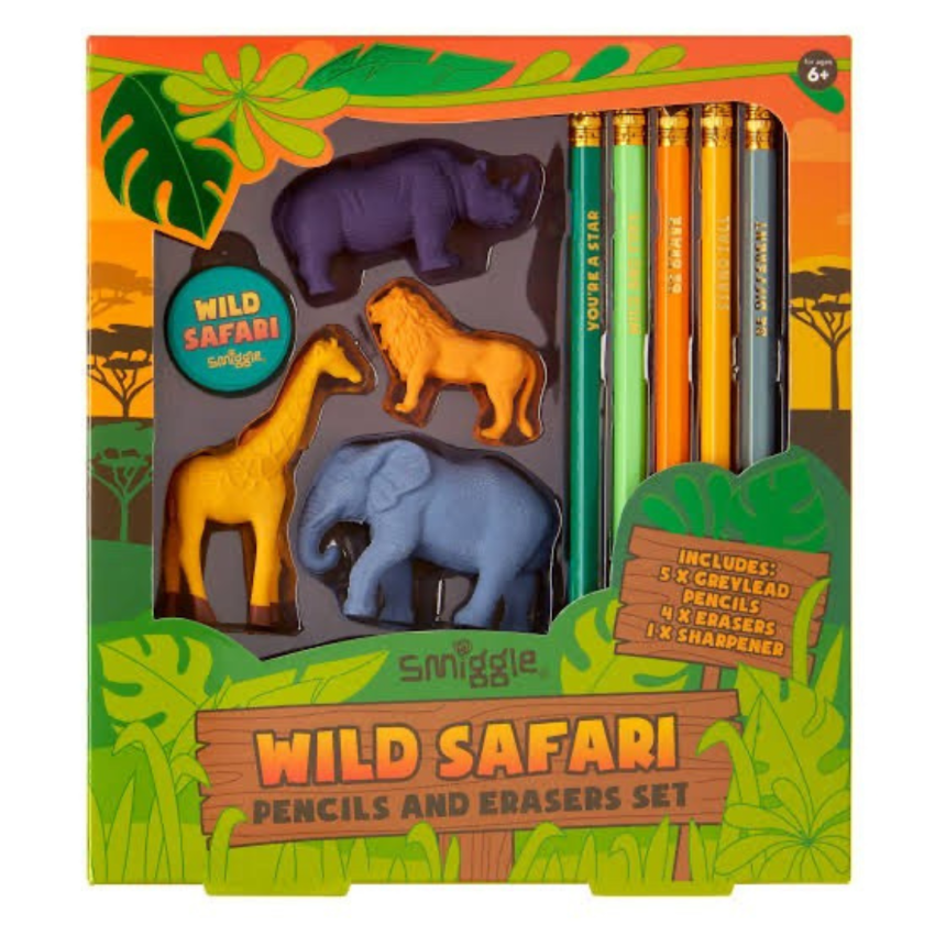 Smiggle  Wild Safari Animals 鉛筆套裝 | 綠色 | 返學必備 | 文具 | 獎勵禮物