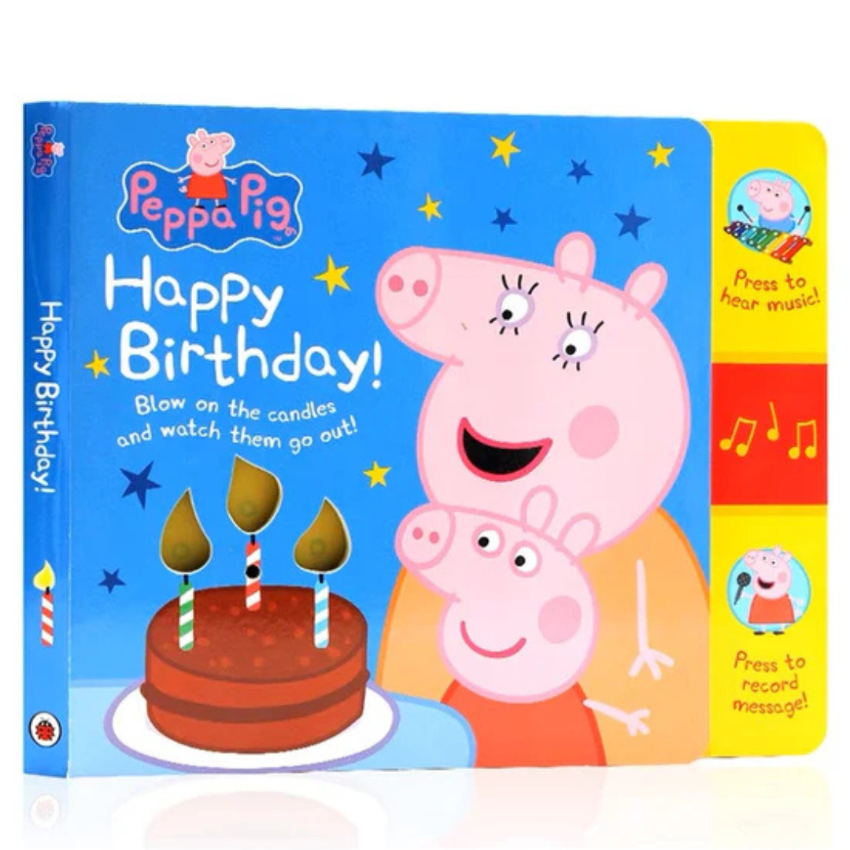 【兒童閱讀】Peppa Pig -- Happy Birthday! 生日快樂 | 硬頁音效 吹蠟燭書 | 兒童英語啓蒙 ｜兒童英文｜親子閱讀